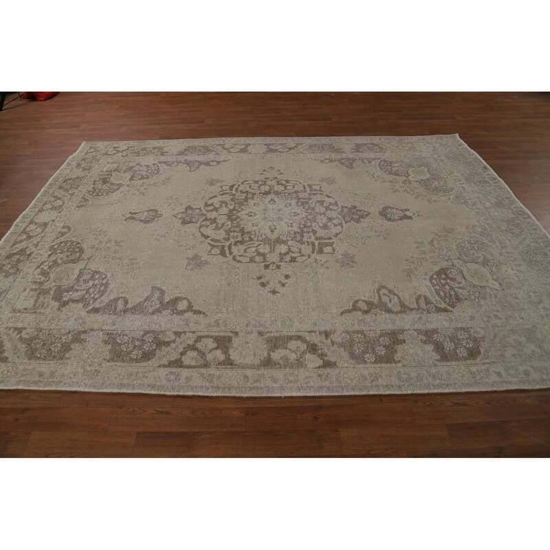 Distressed Tabriz Persian Area Rug Handmade Wool Carpet - 6'7"x 9'2"