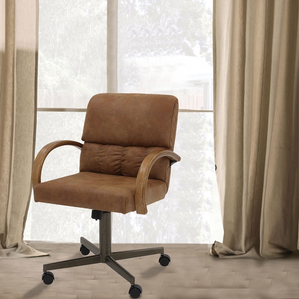 Chromcraft Douglas Caster Dining Chairs in Chestnut Finish Set of