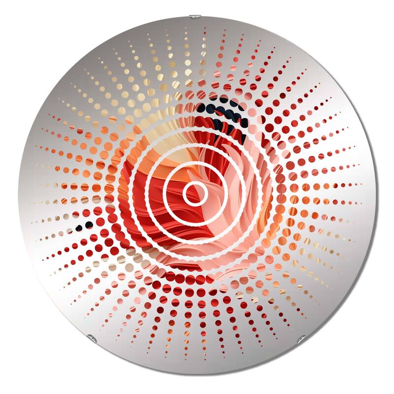 Designart "Coral Canvas Tropical Pattern" - Tropical Floral Sun Circles Wall Mirror