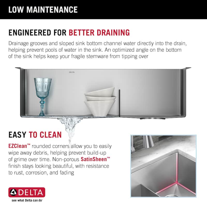 Delta 953034-32D6 Lenta 32” Undermount Stainless Steel 60/40 Double