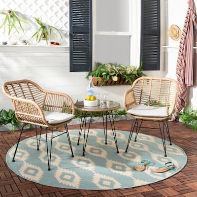 SAFAVIEH Outdoor Living Alton 3 Piece Lounge Set - Chair: 22" x 27" x 31.5"