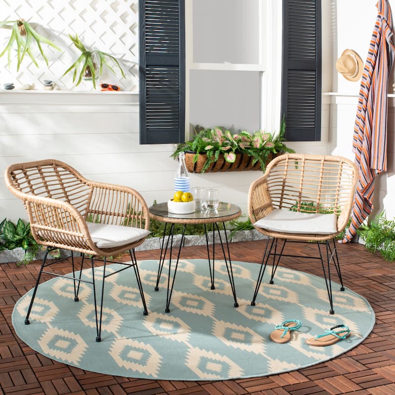 SAFAVIEH Outdoor Montserrat 3-Piece Lounge Set - 22Wx27Dx32H - Beige