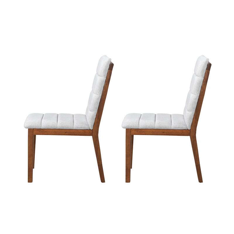 Mid-Century Modern Dining Chairs with Walnut Finish Triple Stitching and Hardwood Frame, for Dining Rooms, Set of 2