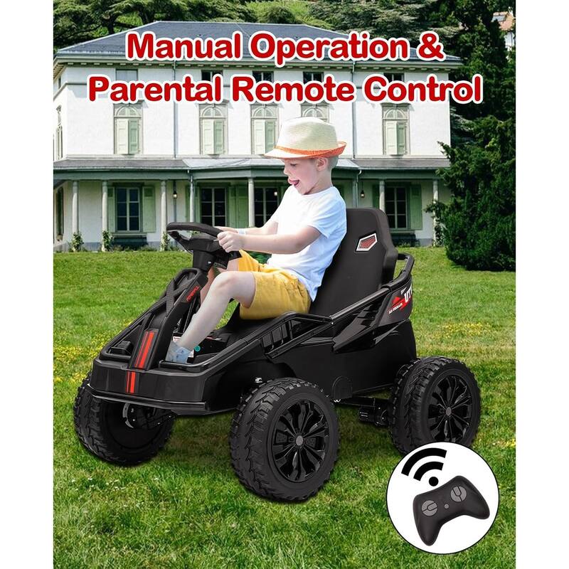24V Kids Electric Car with Parent Control, 200W 4x4 Ride On Toy for Big Kids,4 Wheeler ATV