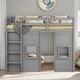 preview thumbnail 2 of 21, Twin Size Loft Kids Bed with Built-in Storage Wardrobe and 2-Windows, Grey