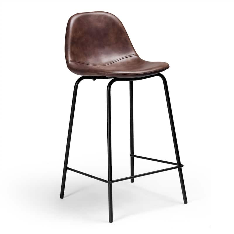 Maxine Vegan Leather Counter Height Stools Black Legs (Set of 2)