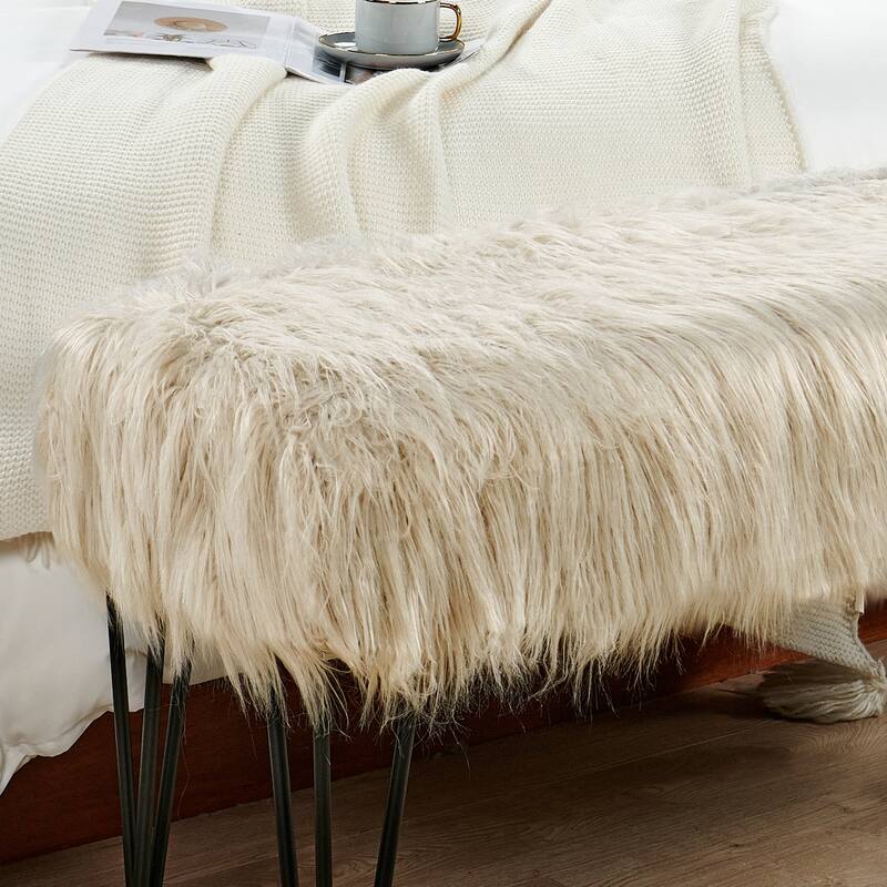 Mongolian Fauxfur Ottoman
