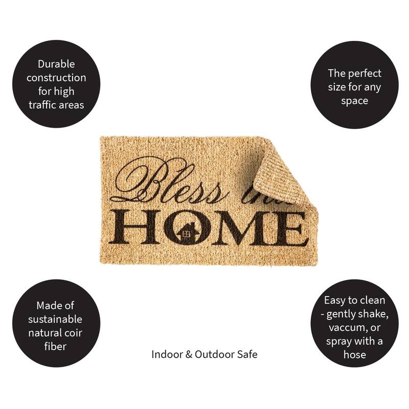 "Bless This Home" Woven Coir Door Mat, 30 x 18"
