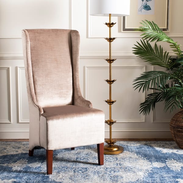 slide 1 of 10, SAFAVIEH Dining Deco Bacall Velvet Dark Champagne Dining Chair - 24" x 28.3" x 47"