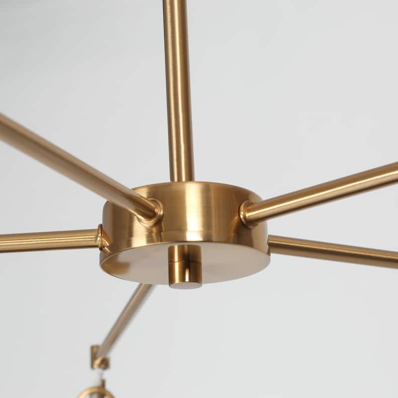 Blobfish Modern Gold 5-Light Cluster Glass Chandelier Wheel Ceiling Light for Living Room - D28.7"* H24.8"