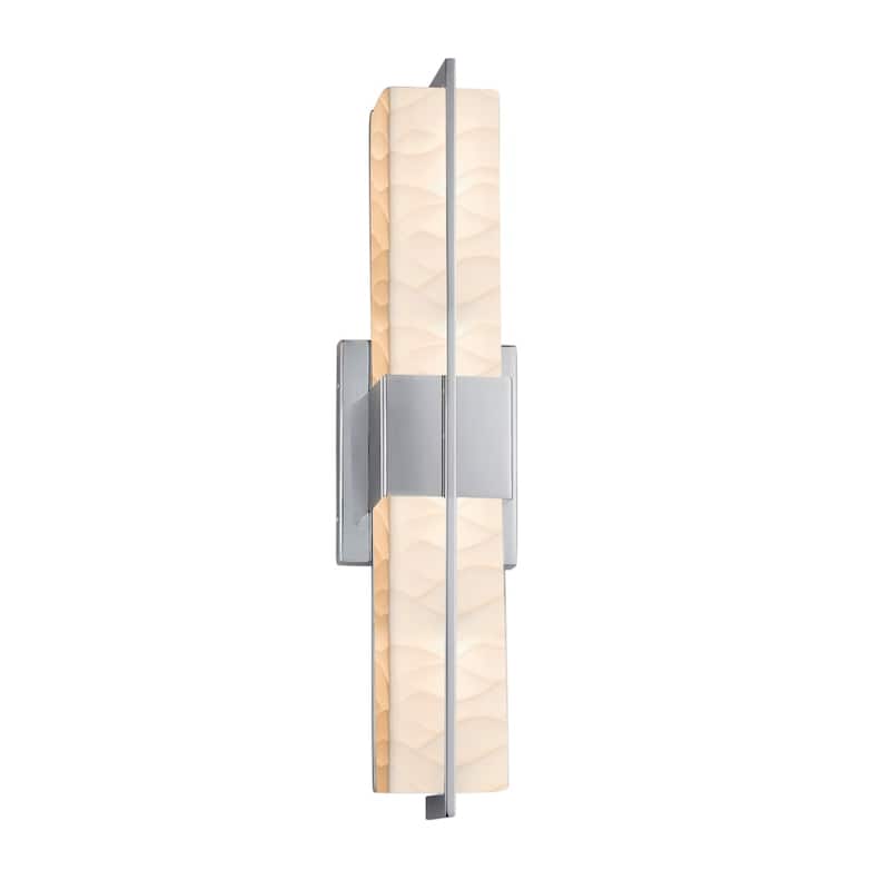 Justice Design Porcelina Era 20-inch Polished Chrome Linear LED Wall/Bath, Waves Shade