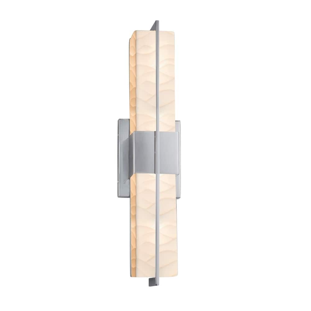 Justice Design Porcelina Era 20-inch Polished Chrome Linear LED Wall/Bath, Waves Shade