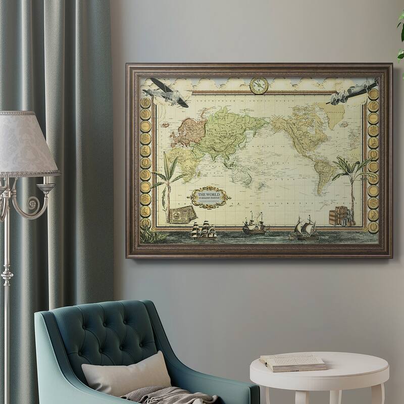 Adventure Map Premium Framed Canvas- Ready to Hang