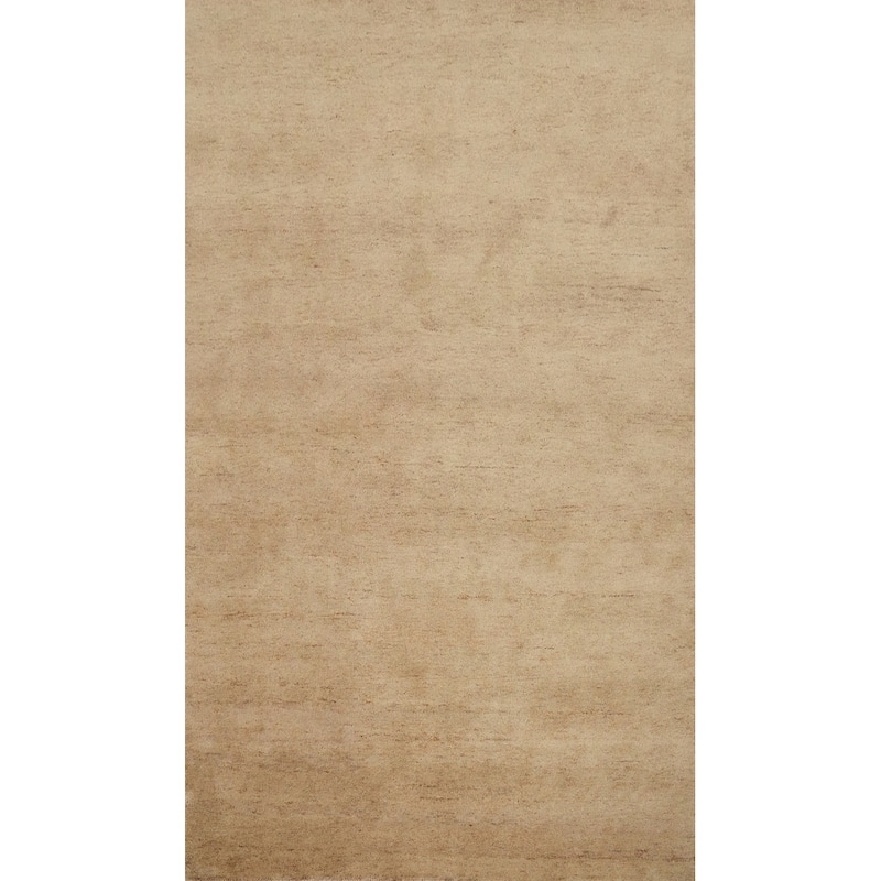 Hand Knotted Oriental 100% Wool Carpet Modern Solid Brown Gabbeh Area Rug - 9' 6'' X 6' 4''