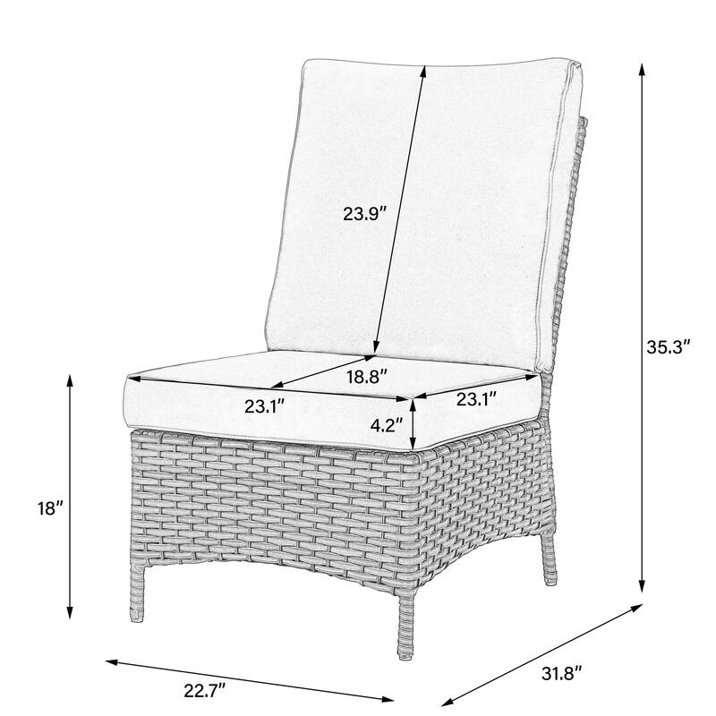 6 Pieces Outdoor Rattan Patio Furniture Set