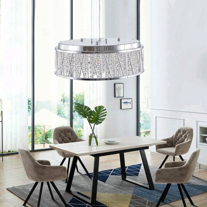 Modern Crystal Chandelier 18.9 Inches Round Ceiling Light Flush Mount Fixture