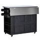 preview thumbnail 55 of 53, Extendable Solid Wood Kitchen Island with Stainless Top Drawers and Wheels