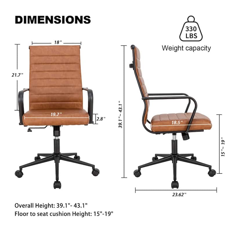 Ergonomic Office Chair Full-Grain Leather with Lumbar Support