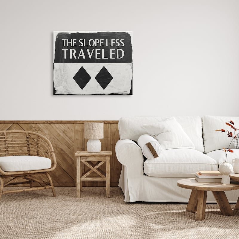 Stupell The Slope Less Traveled Phrase Double Black Diamond Canvas Wall Art Design By Kyra Brown