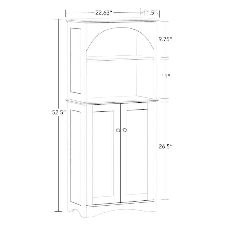 Bristol Two-Door Tall Cabinet with Open Shelves - White