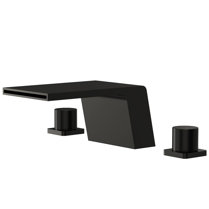 Modern Wide Waterfall Bathtub Faucet, Deck Mount 2-Handle Roman Tub Faucet