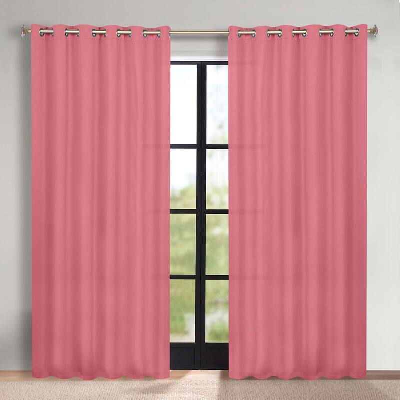 Superior Solid Machine Washable Room Darkening Grommet Blackout Curtains, Set of 2