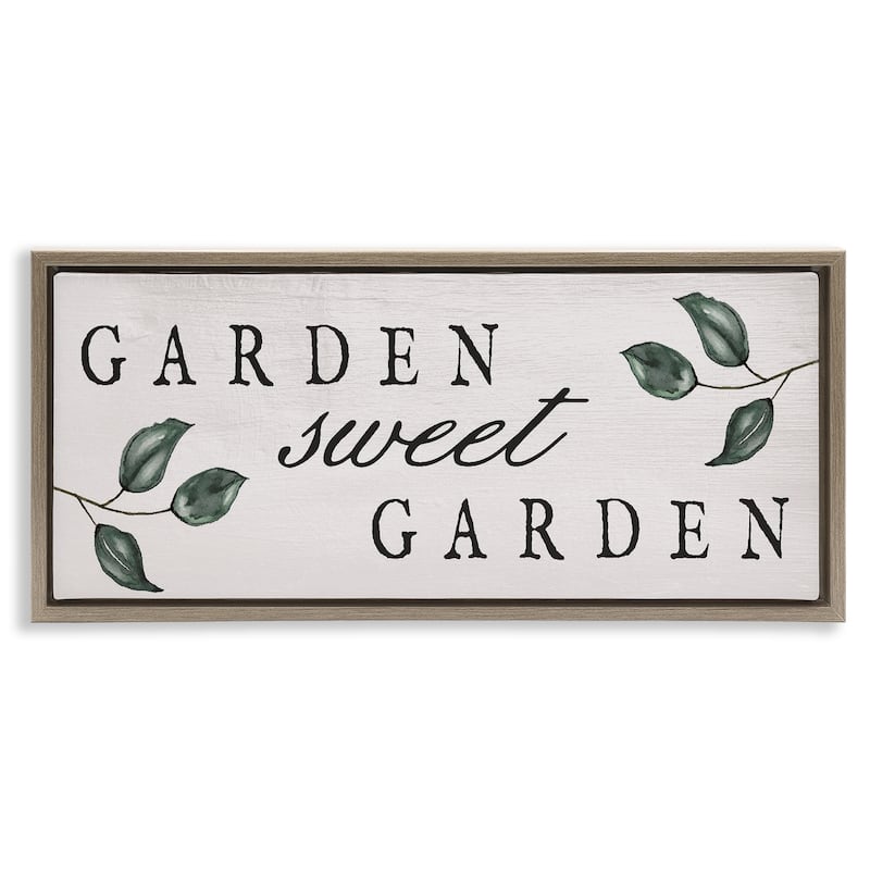 Stupell Sweet Garden Sign Framed Floater Canvas Wall Art Design By Lil' Rue - 25 x 11 - Brown
