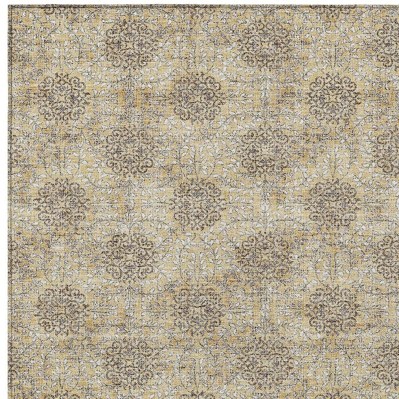 HomeRoots Damask Transitional Rectangle Outdoor Rug