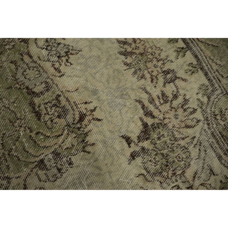 Hand Knotted Oriental 100% Wool Carpet Transitional Floral Green Anatolian Area Rug - 9' 1'' X 5' 8''