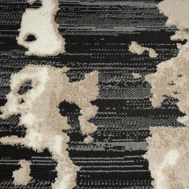 Abani Rugs TER170A Beige Black Abstract Pattern Area Rug