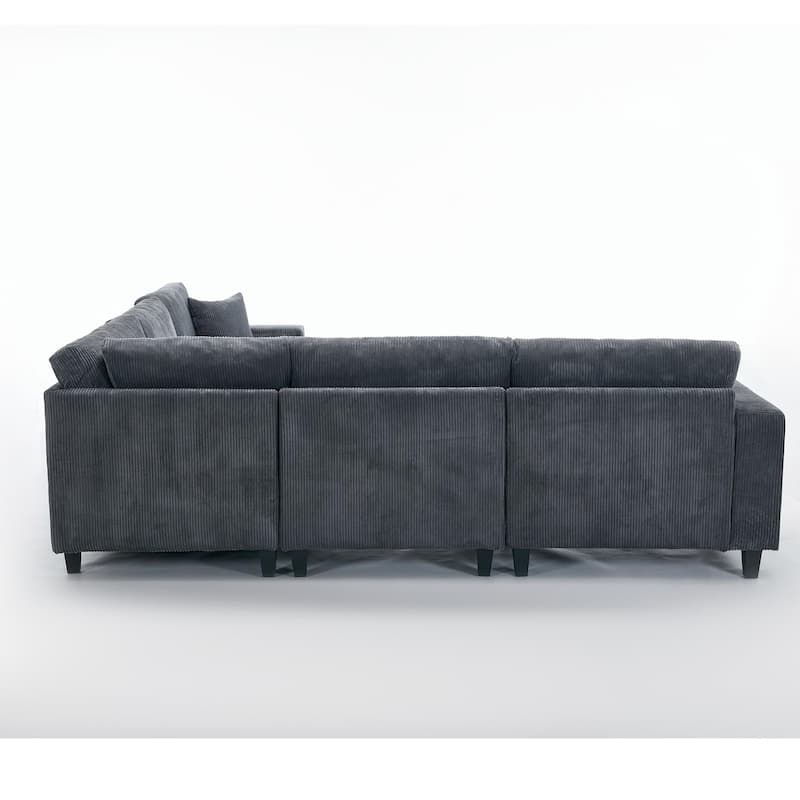 Modular Sectional Sofa for Living Room, Modern Oversized Corduroy Couch with Pillow, 5 Seater L-Shaped Sofas Comfy Couches