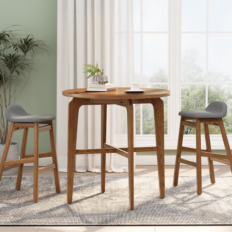 Christopher Knight Home - Bracken Retro Nordic Counter Height Bar Table with Solid Wood Legs & Cross-Reinforced Beams - Walnut+Square Top