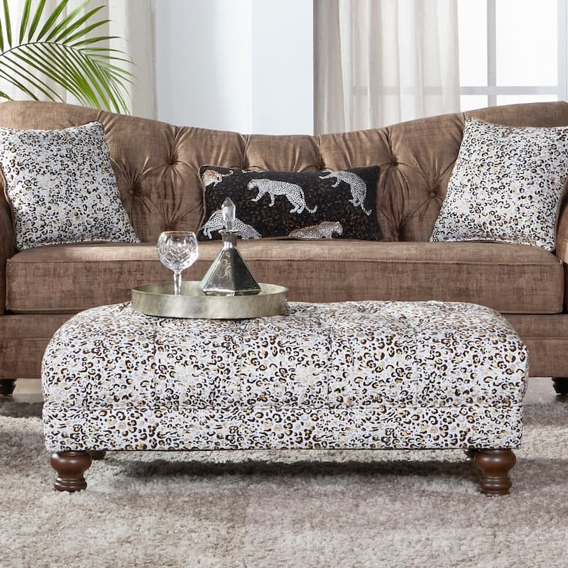 Roundhill Furniture Charbilia Fabric Tufted Cocktail Ottoman