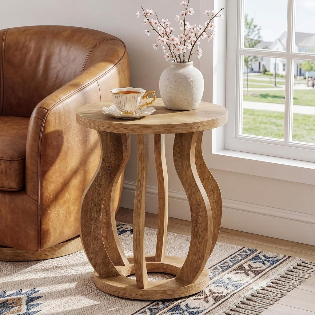 End Table, Modern Round Side Table, Bedside Sofa Accent Table Nightstand for Living Room, Bedroom