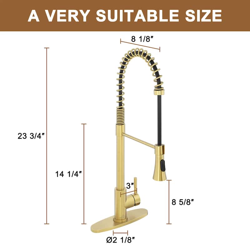 Single-Handle Spring Pull Down Sprayer Kitchen Faucet with Dual-Function Spray Head