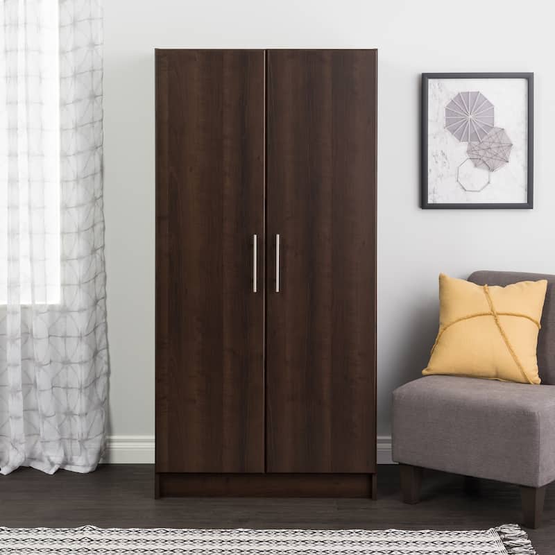 Prepac Elite Armoire Wardrobe Closet Cabinet with Hanging Rail - Espresso