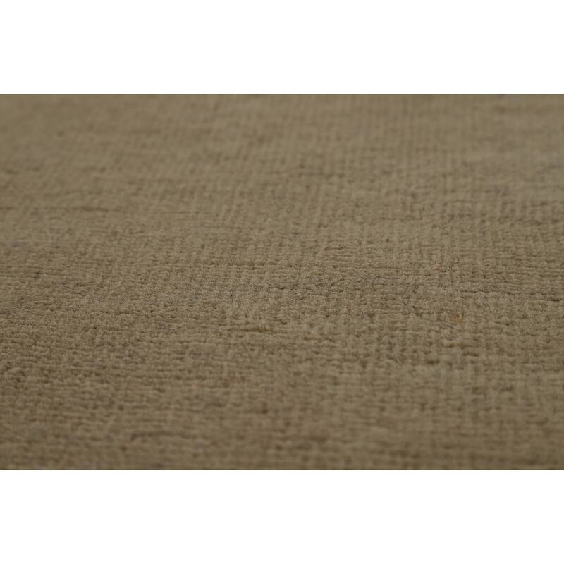 Modern Gabbeh Runner Rug Hand-Knotted Beige Solid Wool Carpet - 3'1" x 9'11"