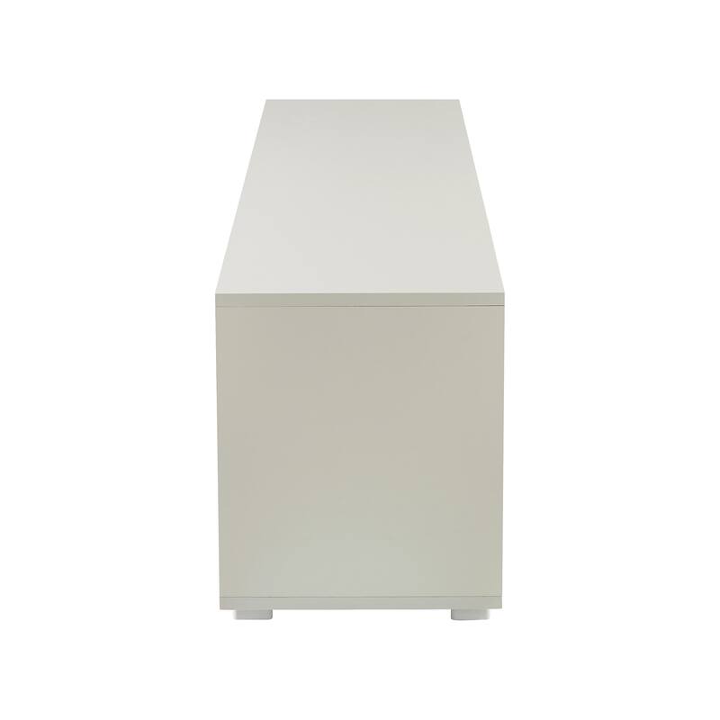 GDF Studio - Modern Particle Board TV Stand with LED Remote Lighting, Storage Cabinets & Open Shelves