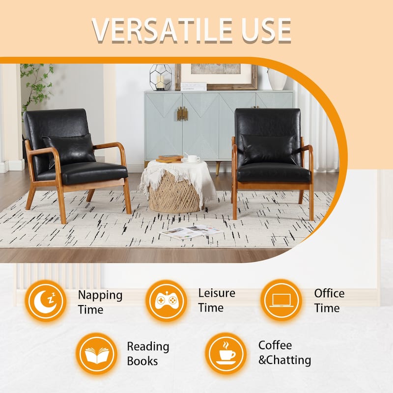 Homefun Corduroy Upholstered Mid-Century Modern Wood Frame Single Armchair for Living Room
