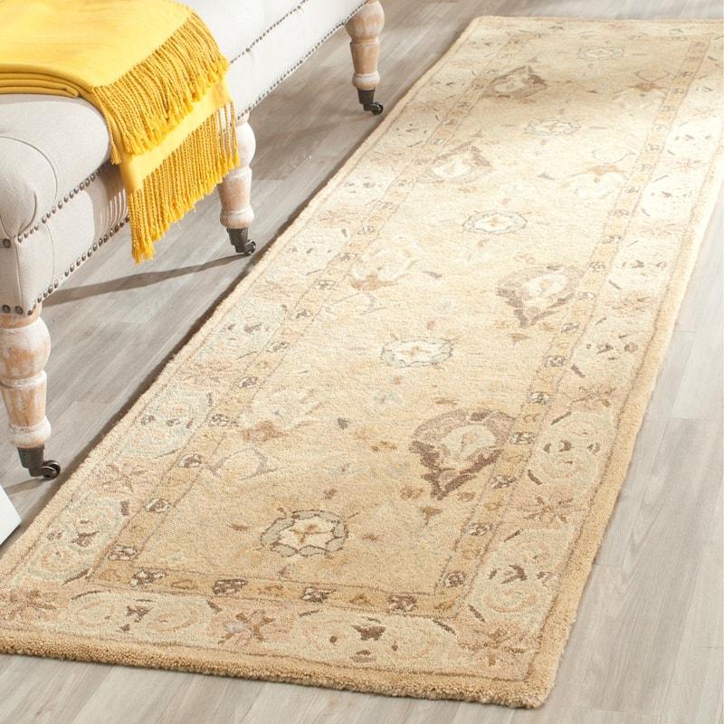 SAFAVIEH Handmade Anatolia Nicky Traditional Oriental Hand-spun Wool Rug - 2'3" x 8' Runner - Beige/Beige
