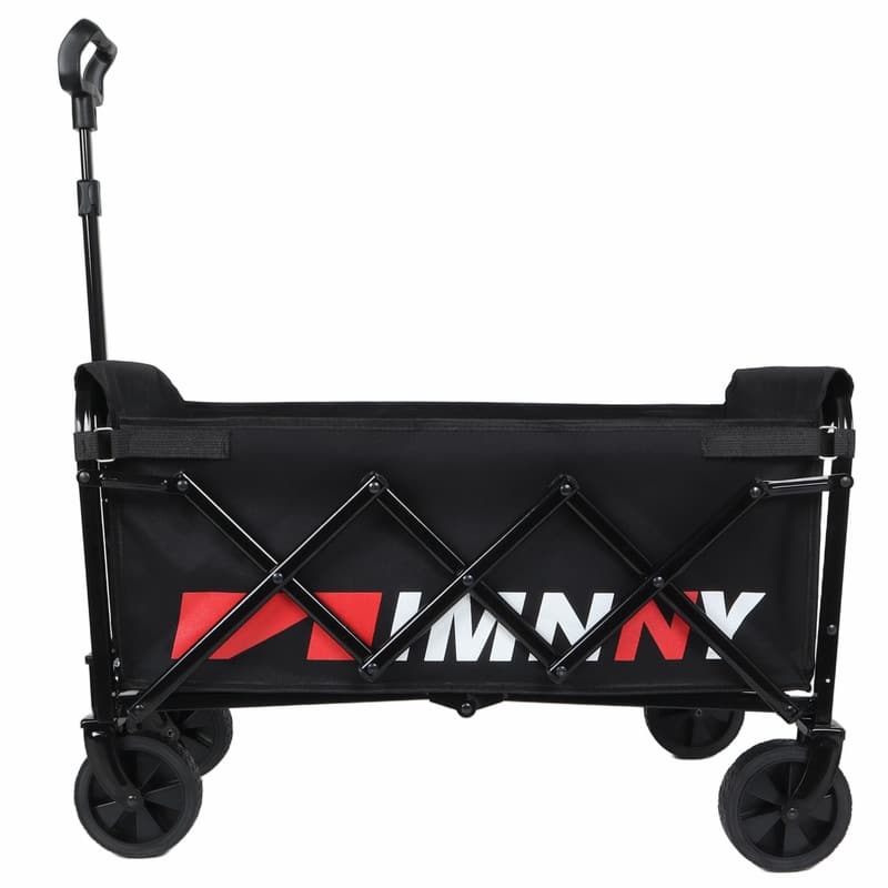 Collapsible Utility Wagon with Wheels, Lightweight Folding Cart with Cup Holders