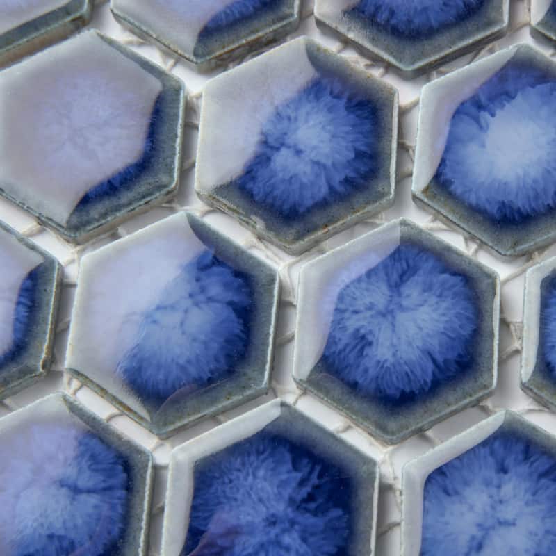 Merola Tile Hudson 1" Hex Sapphire 11-7/8" x 13-1/4" Porcelain Mosaic Floor and Wall Tile