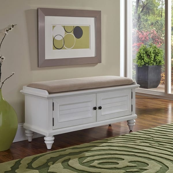 slide 10 of 9, Bermuda Upholstered Storage Bench by Homestyles Brushed White