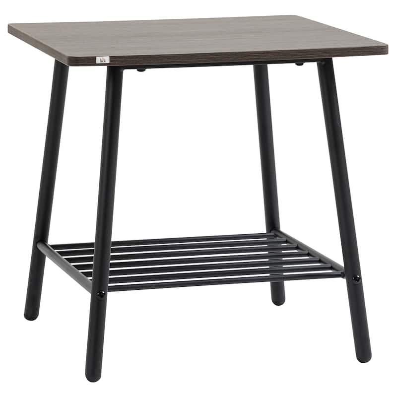 HOMCOM Side Table with 2-Tier Storage, End Table with Metal Frame for Living Room
