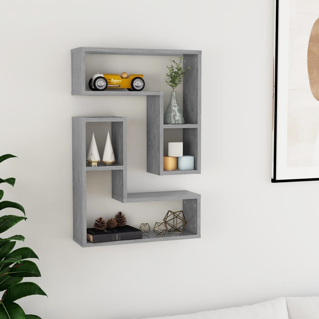 vidaXL 2x Wall Shelves Engineered Wood Display Shelf Furniture Multi Colors