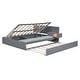 preview thumbnail 11 of 22, Full Size Wood Storage Hydraulic Platform Kids Bed Frame with Twin Size Trundle, Side Table and Lounge for Bedroom, Grey