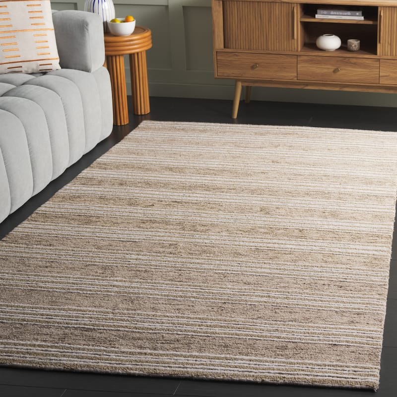 SAFAVIEH Handmade Pine Donaldina Modern Wool Rug - 6' Square - Ivory/Taupe