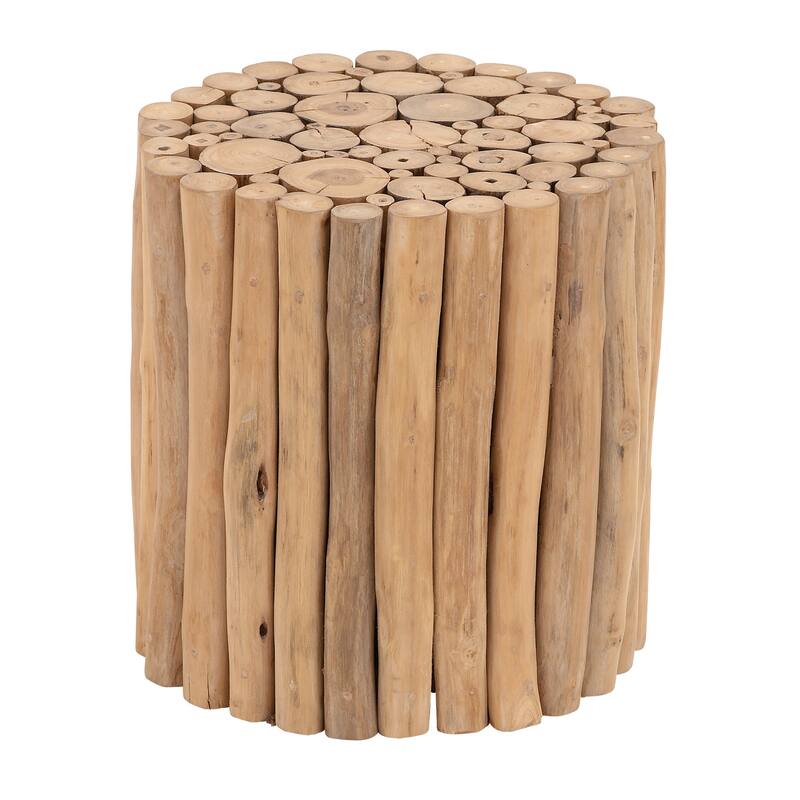 Teak Wood Handmade Accent Table with Stick Cluster Design - Brown - Roche River Decor