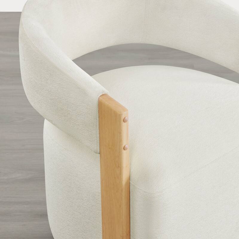 Spruce & Spring Nova Modern Upholstered Dining Chair with Casters & Wood Armrests