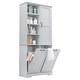 preview thumbnail 30 of 75, GDFStudio - Elijah Tall Bathroom Cabinet with Tilt-Out Laundry Hampers and Adjustable Shelves